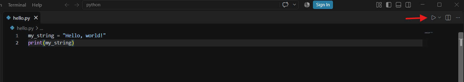 VSCode Python run button